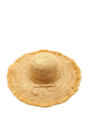 HATS- SUN HAT-5" Brim Meghan Crochet Straw Sun Hats with Raw Fringe Edge - Pleasant Beach Living