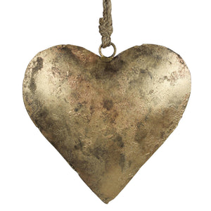 DECOR-Heart on Rope, Antique Brass - Pleasant Beach Living