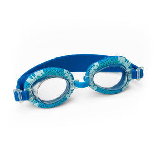 Kids swimming goggles in bright colors with adjustable straps, designed for comfortable fit and clear underwater vision.