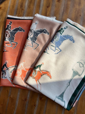 Fox Hunter Jumper English Side Saddle scarf by Westrian International featuring equestrian horse riding imagery on soft fabric