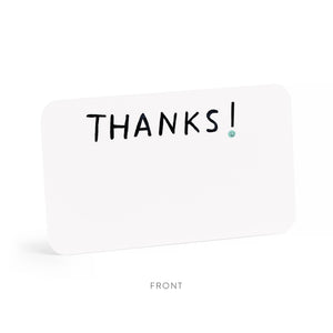 Set of E. Frances Paper thank you note cards featuring "Thanks" design, small note cards perfect for handwritten messages.