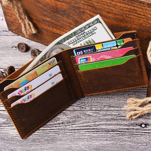 WALLET- LEATHER, Handmade Bi-fold Wallet for Men - Pleasant Beach Living