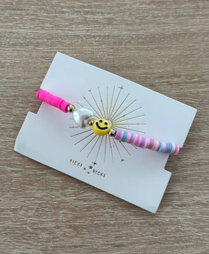JEWELRY-BRACELET- Bright and Cheerful Happy Face Beaded Bracelet - Pleasant Beach Living