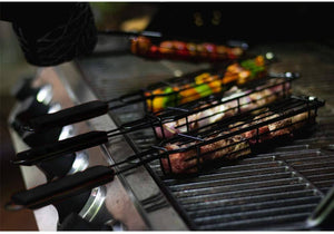 KITCHEN-GRILL- Non-Stick Kabob Grill Basket, Set 4,19.5" x 2" x 1.5" - Pleasant Beach Living