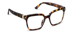 Peepers magnifying reading glasses with clear lenses and black frames, designed for comfortable everyday use.
