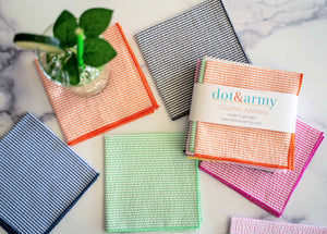 DINING-NAPKINS- COCKTAIL- Seersucker Cocktail Napkins, set of four - Pleasant Beach Living