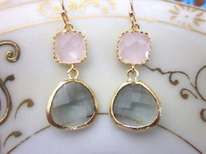 JEWELRY-EARRINGS-Gold Charcoal Gray Earrings - Pleasant Beach Living