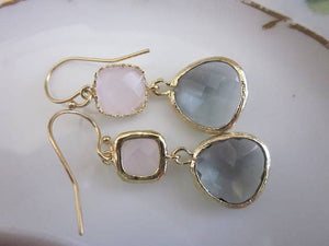 JEWELRY-EARRINGS-Gold Charcoal Gray Earrings - Pleasant Beach Living