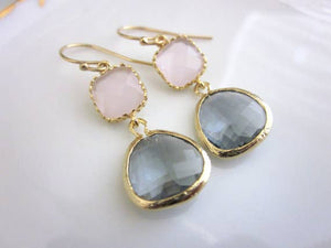 JEWELRY-EARRINGS-Gold Charcoal Gray Earrings - Pleasant Beach Living