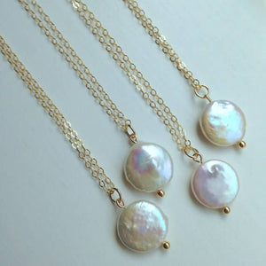 JEWELRY-NECKLACE-White Freshwater Coin Pearl Necklace - Pleasant Beach Living