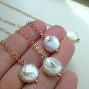 JEWELRY-NECKLACE-White Freshwater Coin Pearl Necklace - Pleasant Beach Living