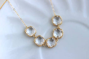 JEWELRY-NECKLACE-Gold Crystal Necklace - Pleasant Beach Living