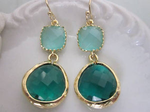 JEWELRY-EARRINGS-Emerald Green Earrings Aqua Mint - Pleasant Beach Living