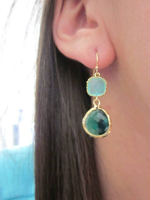 JEWELRY-EARRINGS-Emerald Green Earrings Aqua Mint - Pleasant Beach Living