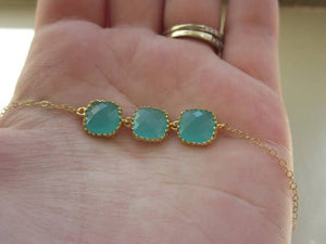 JEWELRY-NECKLACE-Aqua Blue Mint Necklace Gold Plated - Pleasant Beach Living