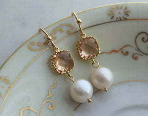 JEWLERY-EARRINGS-Gold Blush Pearl Earrings - Pleasant Beach Living