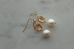JEWLERY-EARRINGS-Gold Blush Pearl Earrings - Pleasant Beach Living