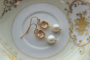 JEWLERY-EARRINGS-Gold Blush Pearl Earrings - Pleasant Beach Living