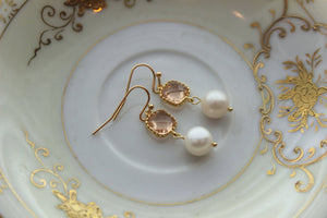 JEWLERY-EARRINGS-Gold Blush Pearl Earrings - Pleasant Beach Living