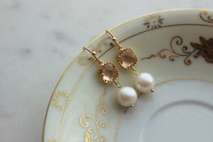 JEWLERY-EARRINGS-Gold Blush Pearl Earrings - Pleasant Beach Living