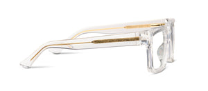 Peepers Spotlight reading eyeglasses with round clear lenses and black frames, close-up view of the stylish eyewear.