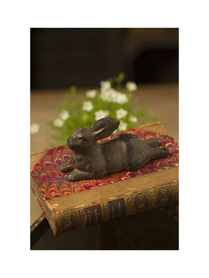 Large cast iron rabbit sculpture by Vagabond Vintage, detailed textured surface, vintage-style decorative animal figurine.