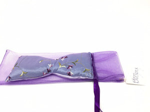 Lavender lilac embroidered relaxation eye pillow by Sonoma Lavender, featuring soft fabric and lavender scent for soothing rest.