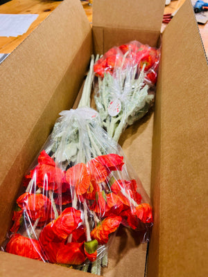 Colorful 22-inch silk poppy floral stem with flocked petals, single decorative floral spray from Sweet Home Deco.