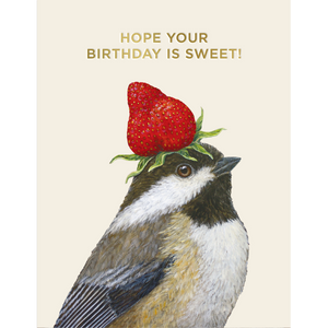Sweet Chickadee birthday greeting card by Hester & Cook featuring a charming chickadee illustration on textured stationery.
