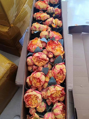 Silk peony floral bouquet with 7 stems, 12-inch size, featuring realistic spring peonies from Sweet Home Deco.
