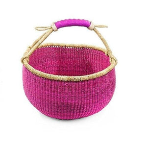 BASKET- TOTE- Pink Bolga African Market Basket Handmade in Ghana – Large