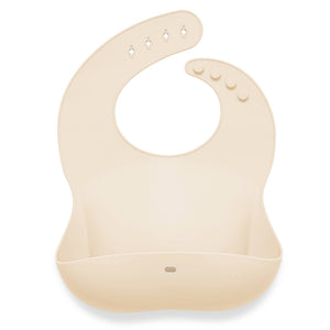 BABY- Silicone Baby Bib Roll Up & Stay Closed - (Sand) - Pleasant Beach Living