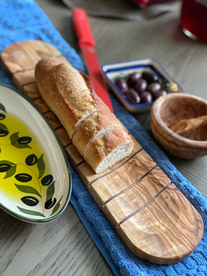 KITCHEN- CUTTING BOARD-Olive Wood Bread Slicing Board - Pleasant Beach Living