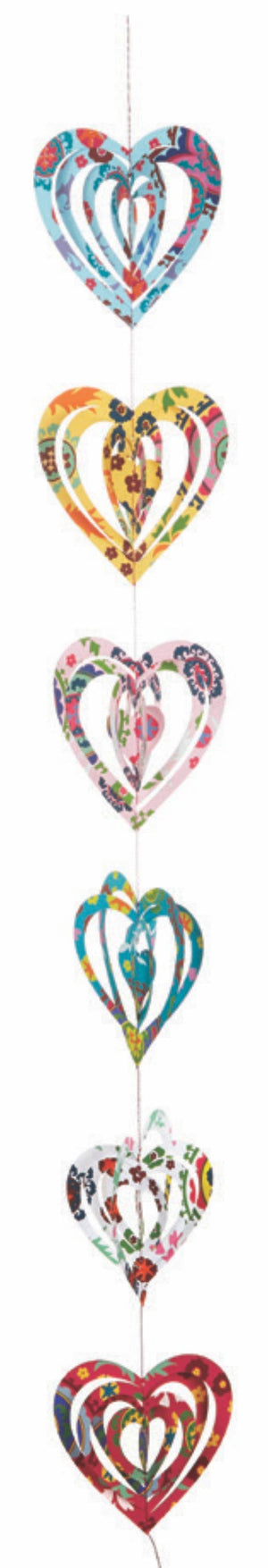 GARLAND-Suzani Print-Large Heart Paper Garland - Pleasant Beach Living