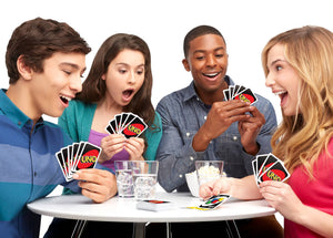 Toysmith UNO game set with colorful cards, featuring the classic card game for family fun and entertainment.