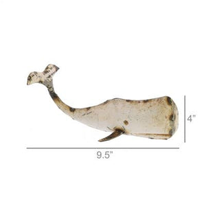 DECOR - White Metal Whale Sm