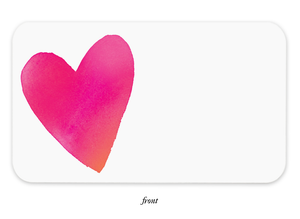 Two sets of Big Heart Little Notes® note cards by E. Frances Paper, featuring colorful heart designs on white backgrounds.