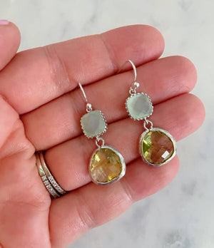 JEWELRY-EARRINGS-Silver Peridot Green Light Mint Earrings - Pleasant Beach Living
