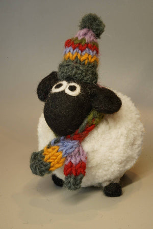 DECOR-Margaret The Lakeland Sheep - Felt Bobble Hat Pompom Sheep - Pleasant Beach Living