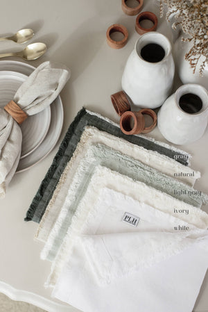 DINING - DINNER NAPKINS - Fringe Edge cotton/linen, Set of 4