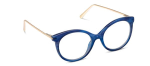Peepers Margot blue light glasses with navy horn acetate frames, stylish and lightweight eyewear for eye protection.