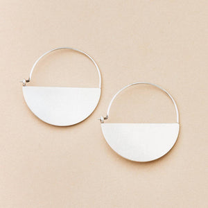 JEWELRY-EARRING- STONE PRISM- LUNAR HOOP/STERLING SILVER - Pleasant Beach Living