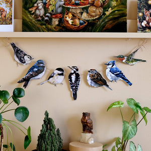 Doro Marcello bird-themed paper garland, 24 inches long, botanical wall art with paper birds and greenery for decoration.