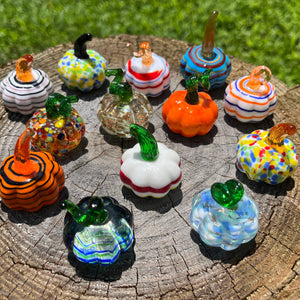 DECOR-Figurines in Decor- Glass Pumpkin Collectible Sitter Miniature Figurine - Pleasant Beach Living