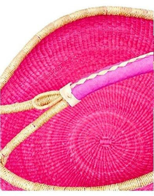 BASKET- TOTE- Pink Bolga African Market Basket Handmade in Ghana – Large