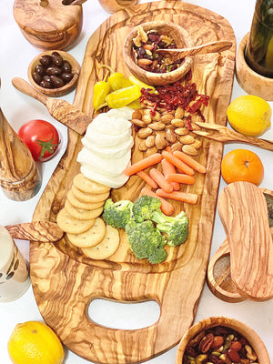 KITCHEN- CUTTING BOARD-Olive Wood Charcuterie Board - Includes Juice Well - Pleasant Beach Living