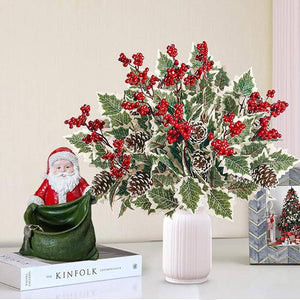 FLOWERS-PLANTS-15''T Faux Red Berries Bush, christmas Holiday Decor Berries - Pleasant Beach Living