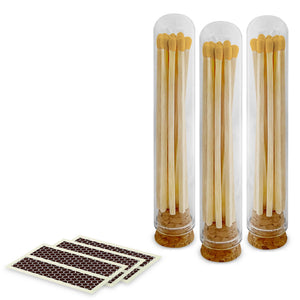 Thankful Greetings matches for candles, with a box of matchsticks and a decorative candle holder.