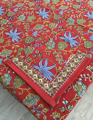 Tablecloth FRENCH DESIGN, 60X120, Indo Fleur Red - Pleasant Beach Living