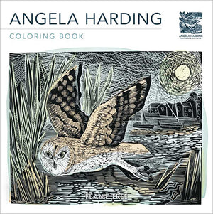 Coloring book for kids and adults by Angela Harding featuring intricate nature-inspired illustrations, published by Simon & Schuster.